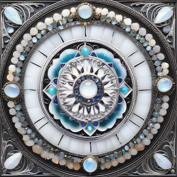 Crystal and gemstone mandala graphic for Crystal Music Healing's Gemstone Healing Circle event