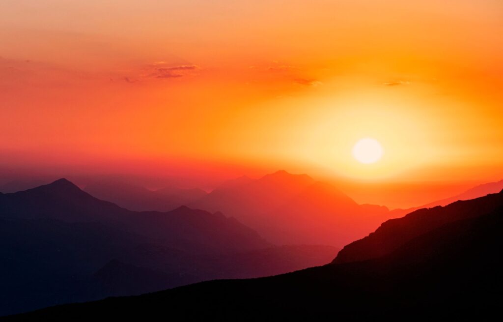 Mountain Sunset background for Crystal Music Healing